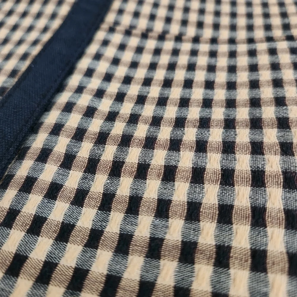 Longaberger Homestead Black Tan Checkered Plaid Tote Bag